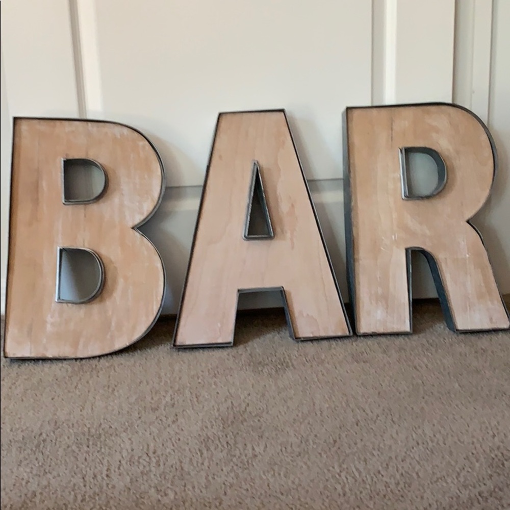 Metal and Wood BAR Sign